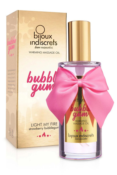 Huile de massage chauffante Bubble gum - Bijoux Indiscrets
