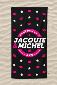 Serviette de plage Jacquie et Michel Bisous