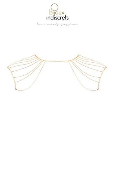 Bijoux épaules et dos en chainettes métalliques dorées