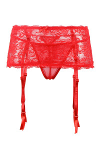 Porte-jarretelles rouge et string