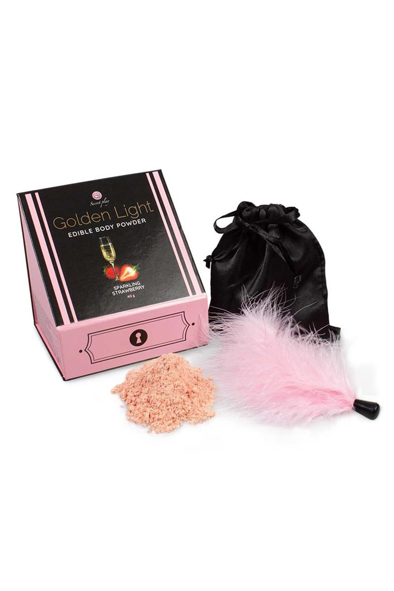 Kit poudre comestible vin pétillant à la fraise et plumeau