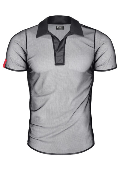 Polo en maille noire transparente - Regnes