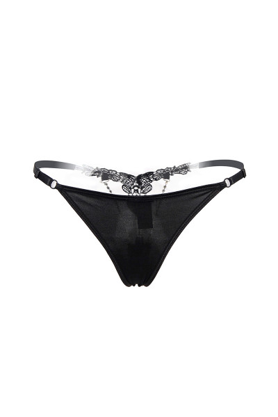 String ouvert à strass noir